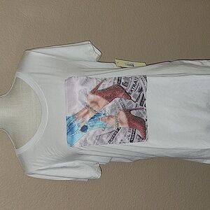 CYRUS SZ L BLOUSE WITH A COOL DESIGN IN FRONT